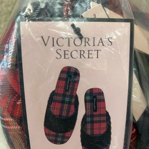 Victoria’s Secret satin slipper size medium plaid red black